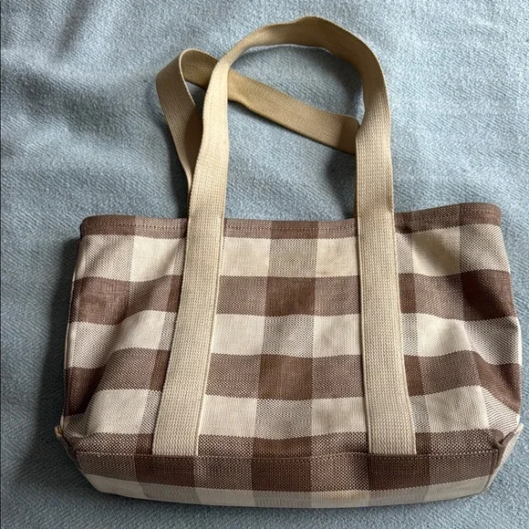 Loeffler Randall Gingham Beige and Brown Tote Bag - Picture 4 of 5